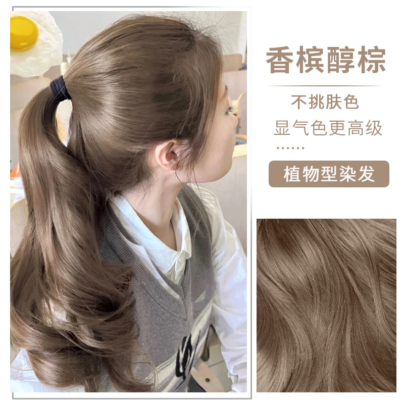香槟醇棕色染发剂膏自己在家染女2024流行色泡泡沫植物天然纯品牌