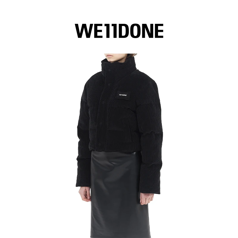 【好羽绒】WE11DONE女短款灯芯绒小枕头刺绣LOGO鹅绒羽绒服24-053