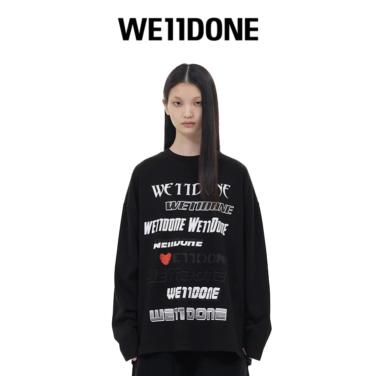 【明星同款】WE11DONE男女宽松八层弹幕爱心印花LOGO长袖T恤22-903