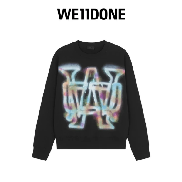 【品牌特惠】WE11DONE男女彩虹印花字母LOGO圆领卫衣22-829