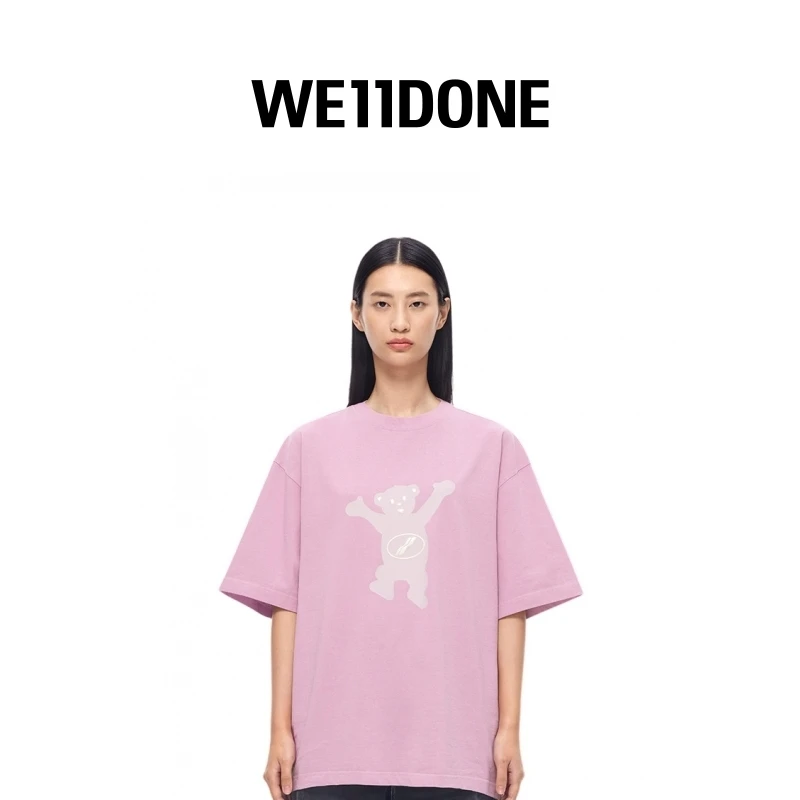 【早秋新品 明星同款】WE11DONE经典印花跳舞小熊宽松短袖T恤22-715