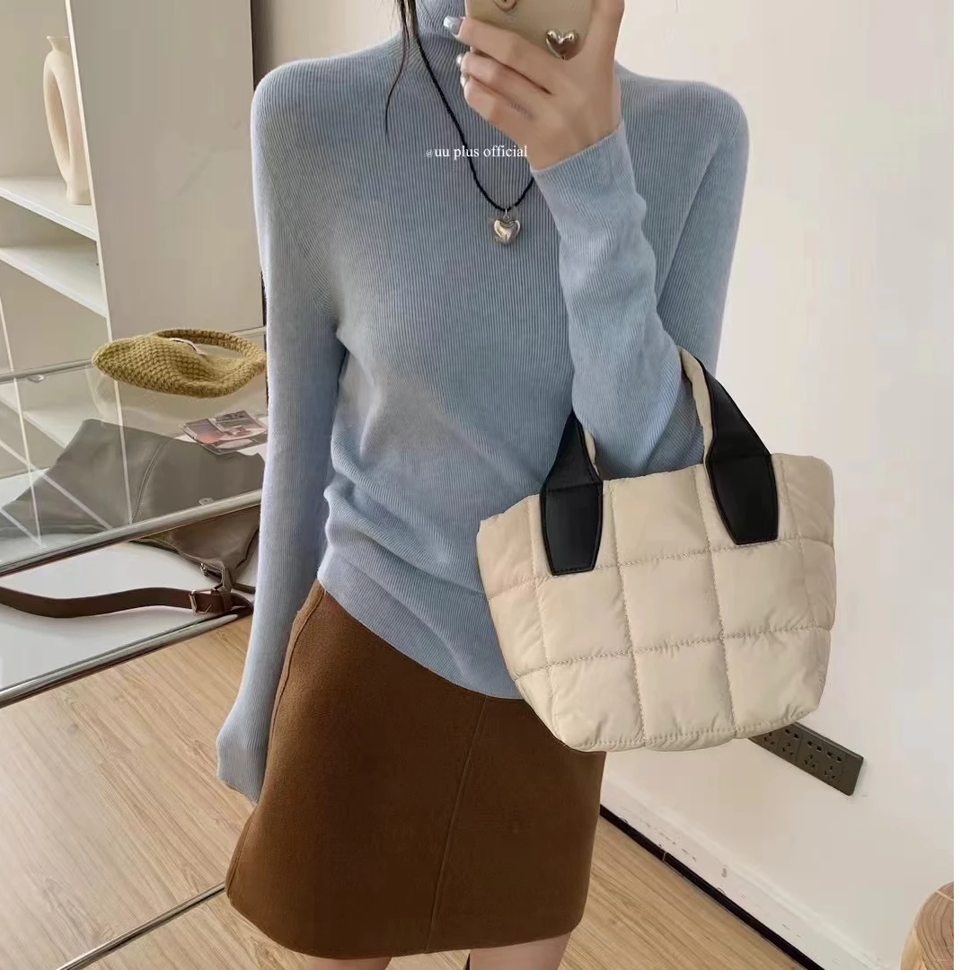 秋冬新款半高领针织打底衫宽松百搭显瘦毛衣软糯风小众上衣女