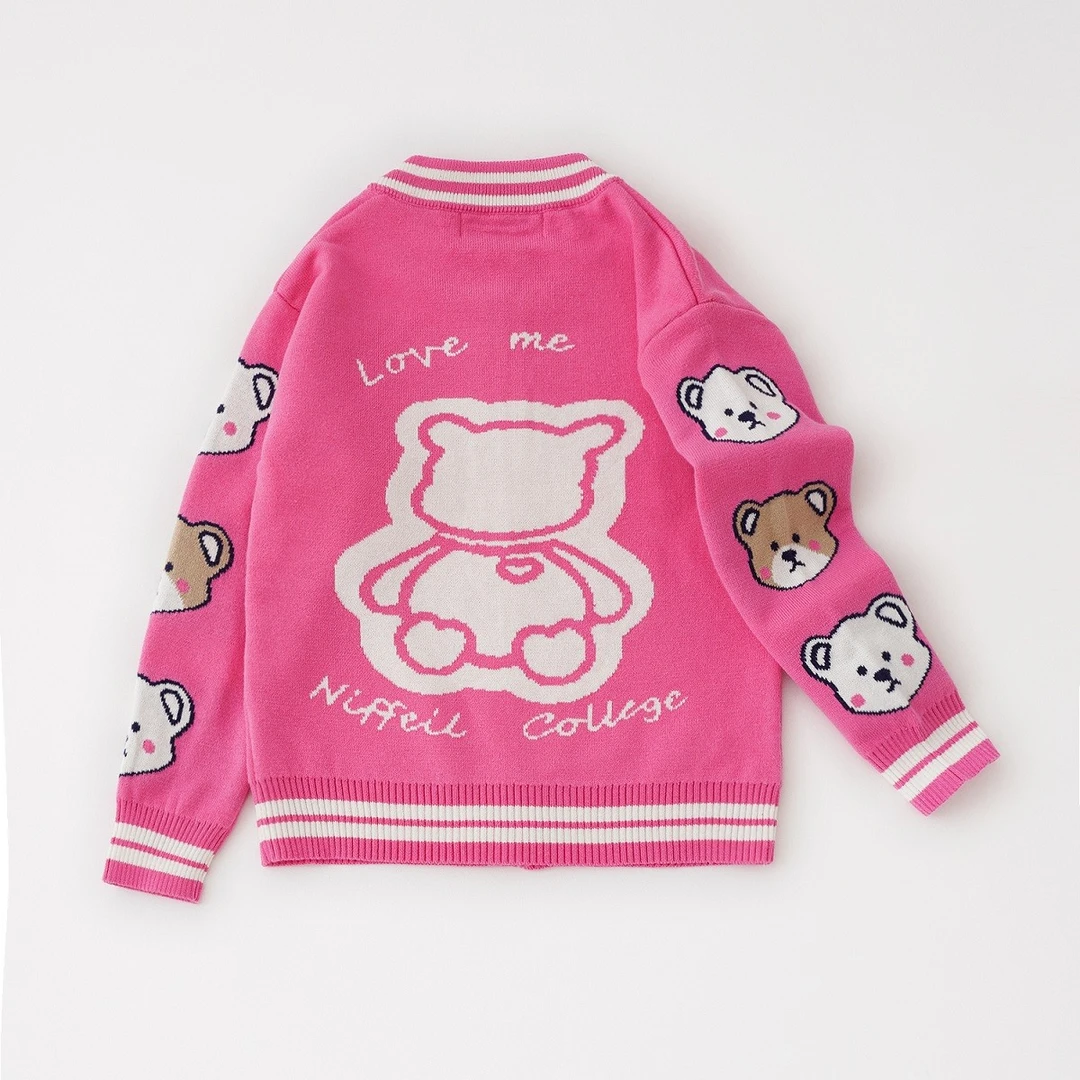 童装女童针织开衫外套春秋装女宝宝中小童上衣外穿超萌小熊秋冬潮