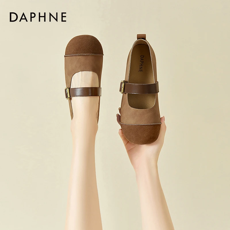 达芙妮复古平底玛丽珍女鞋2024秋季新款时尚百搭软底休闲勃肯单鞋