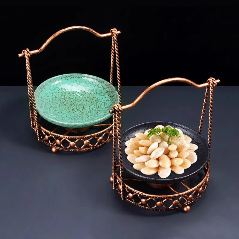 创意酒店商用特色铁艺摆台陶瓷意境菜盘酒精炉干锅餐厅农家乐餐具