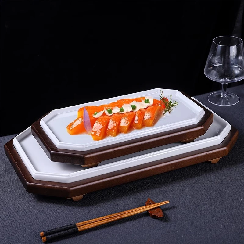 新中式餐具酒店餐厅高级会所长方陶瓷平盘冷菜热菜摆盘意境菜餐具