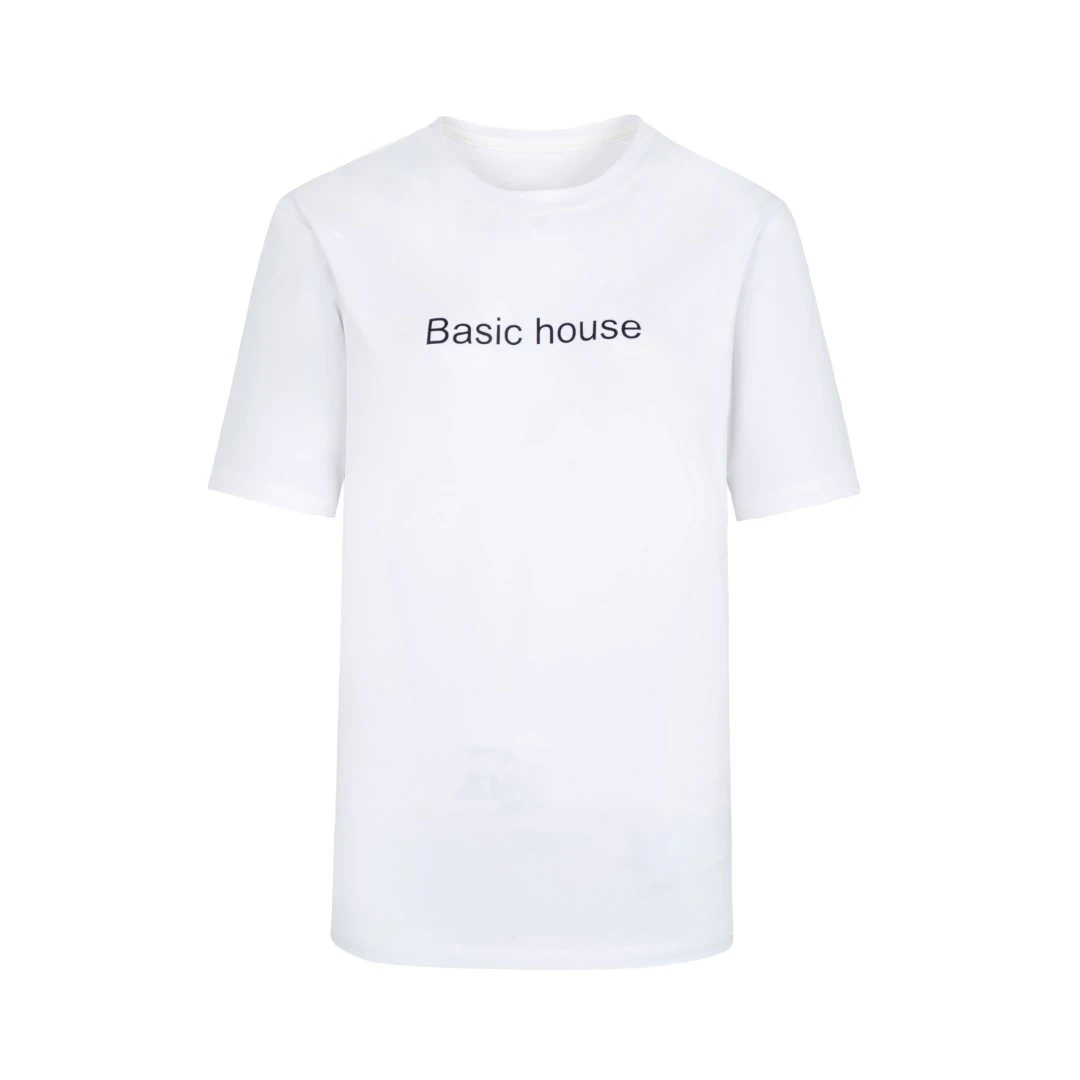 Basic House/百家好2024春夏新款时尚百搭字母T恤纯色休闲