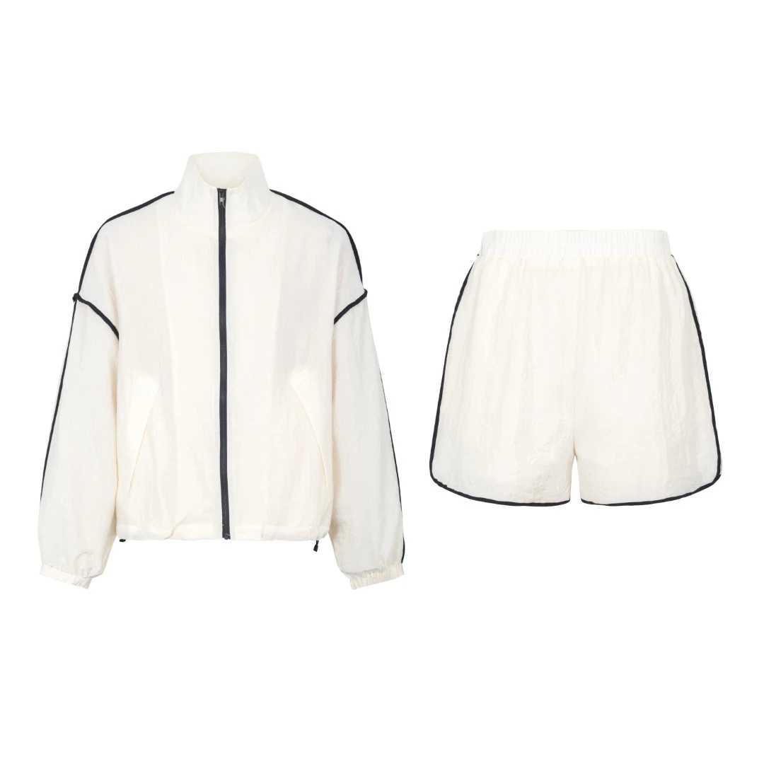 Basic House/百家好春夏新款时尚百搭休闲外套短裤运动套装1612