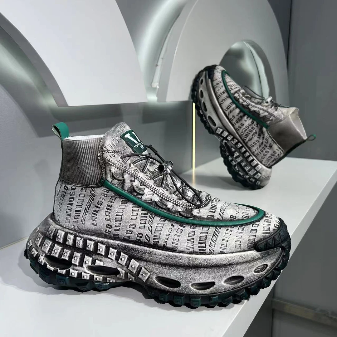 欧洲站韩版厚底增高老爹鞋2024秋季新款时尚潮流男士运动鞋休闲鞋