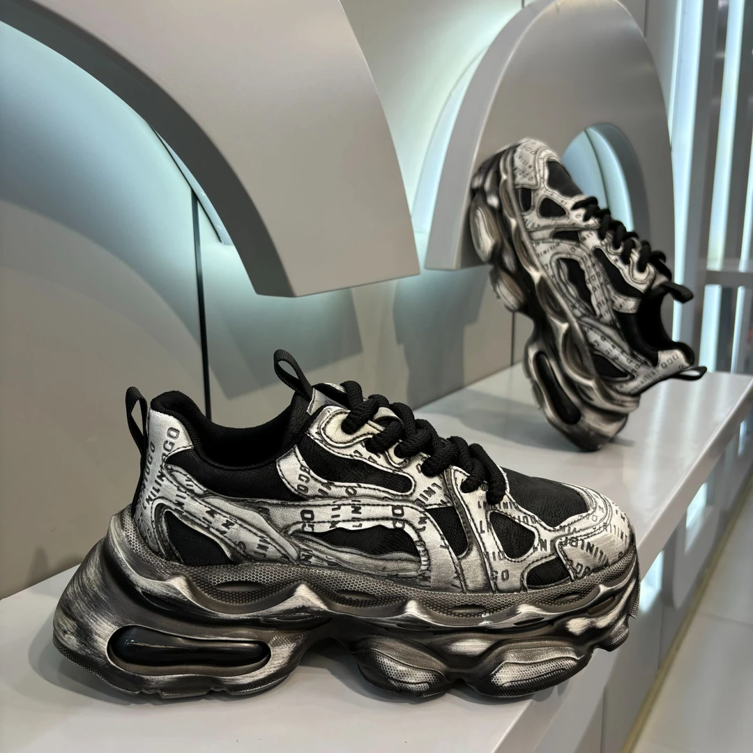 秋季新款男鞋增高休闲鞋复古擦色潮流厚底百搭潮流男鞋舒适老爹鞋