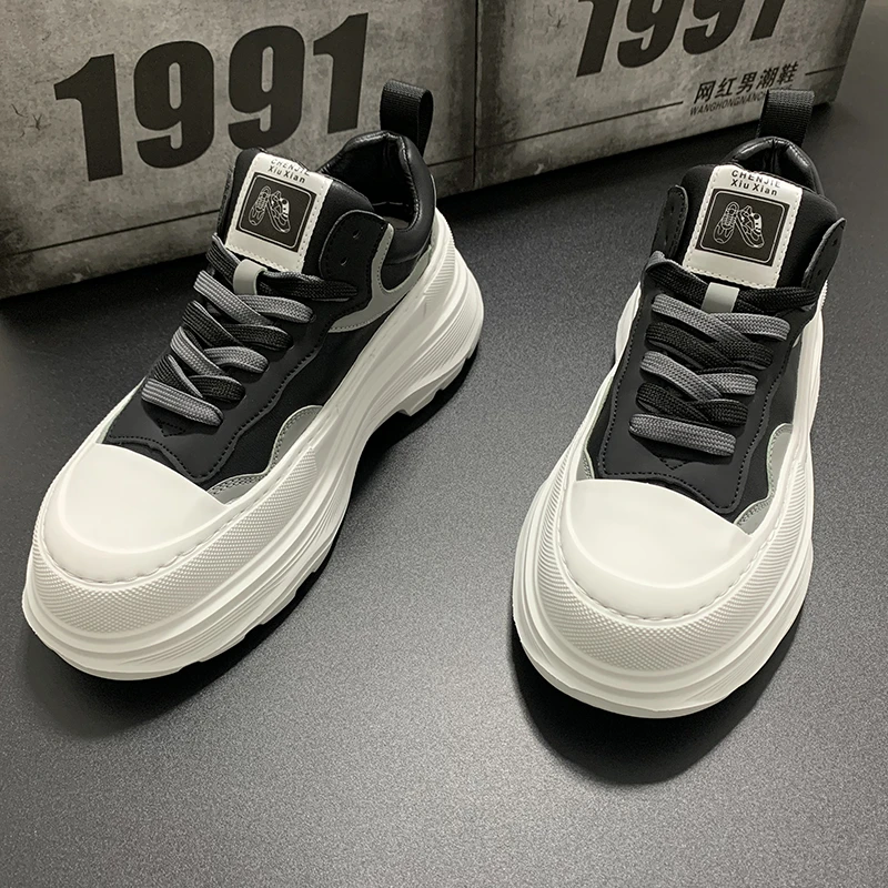 春秋时尚休闲男潮鞋韩版百搭拼色增高五公分超轻大底精神小伙男鞋