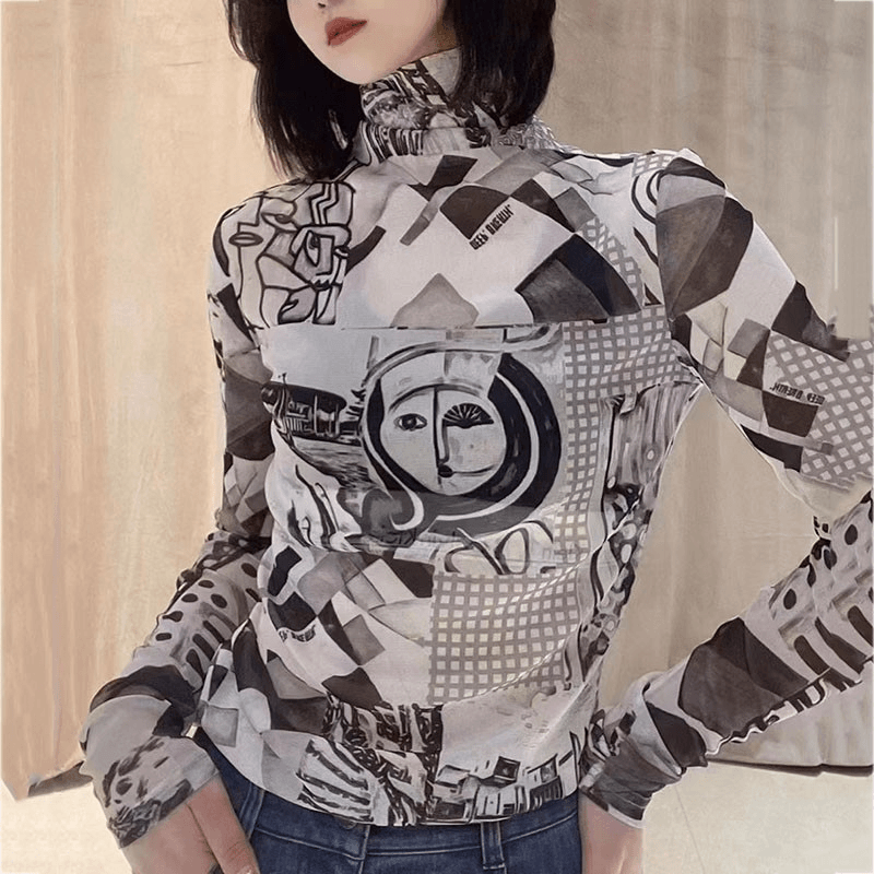 AMASS/阿玛施多色高领气质显瘦字母纱衣 5300587