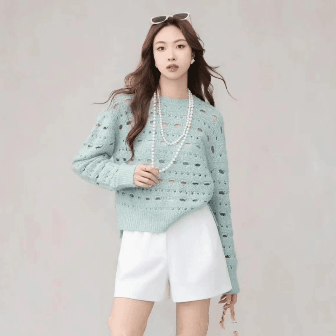 AMASS/阿玛施春季新品温柔气质软糯绵羊毛针织毛衣5399633