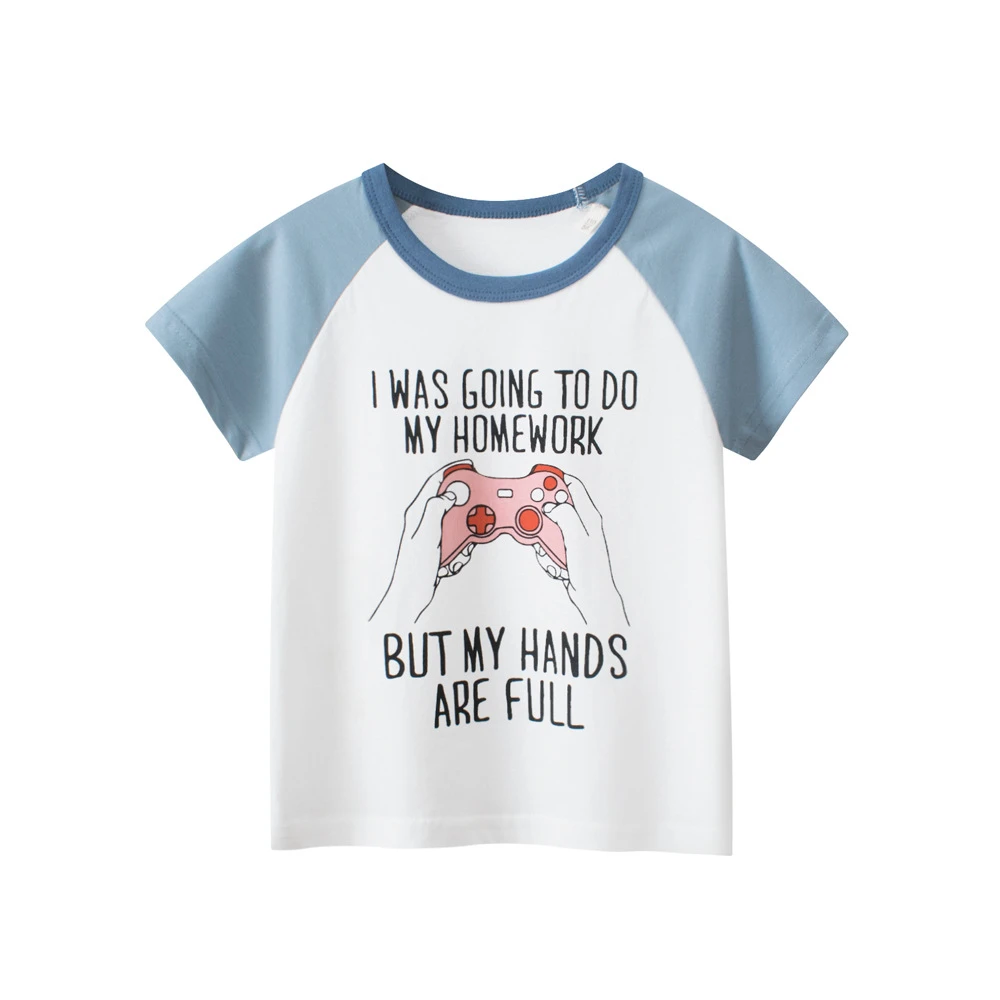 27kids夏季新款童装 洋气宝宝夏装韩版衣服时尚儿童卡通短袖T恤