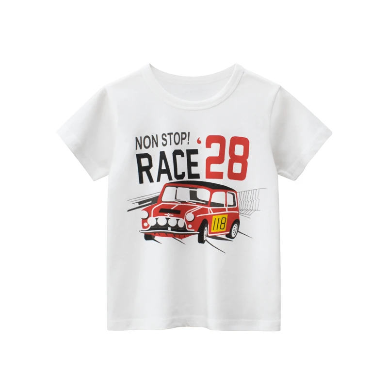 27kids韩版童装新款儿童夏装宝宝汽车印花上衣中小童圆领休闲短袖