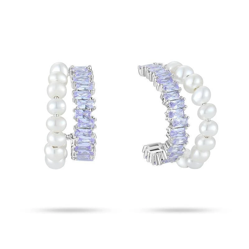 足银陶瓷耳饰 「原创设计」珍珠耳环女小众高级设计感紫色锆石耳饰