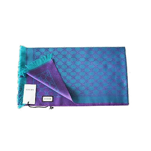 【预售 专柜4250】Gucci 古驰女士时尚印花蓝色围巾438460