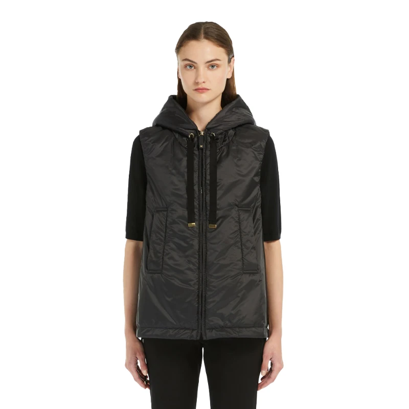 【保税仓 专柜6900】MaxMara 女士黑色连帽马甲  Greengo 009