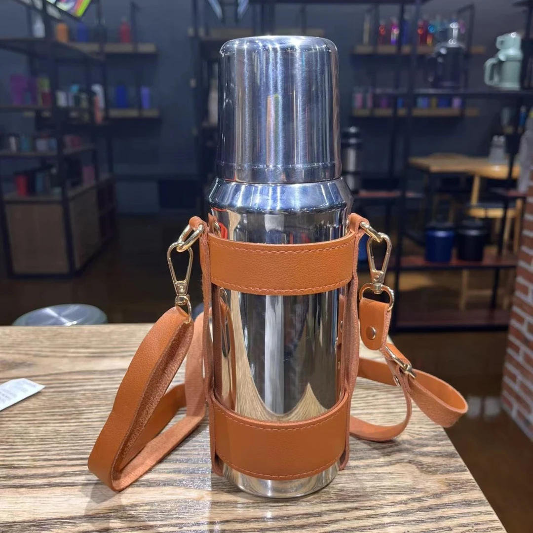 琪虎316不锈钢保温杯全钢高颜值水杯背带杯子男女高档茶水分离杯