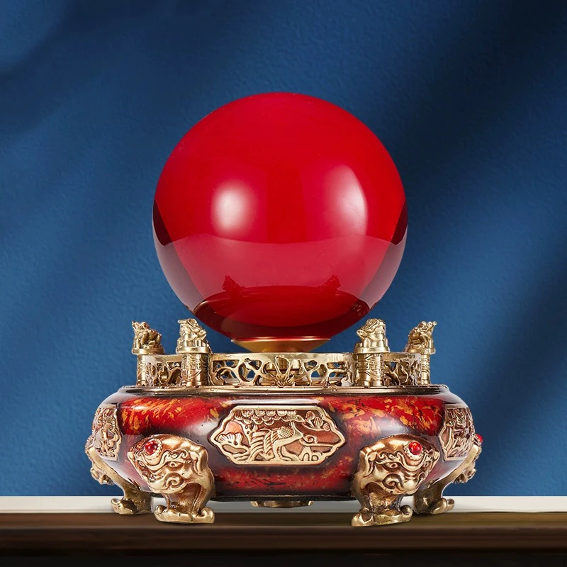 【鸿运当头】水晶球铜摆件家居装饰品客厅玄关乔迁新居开业礼品