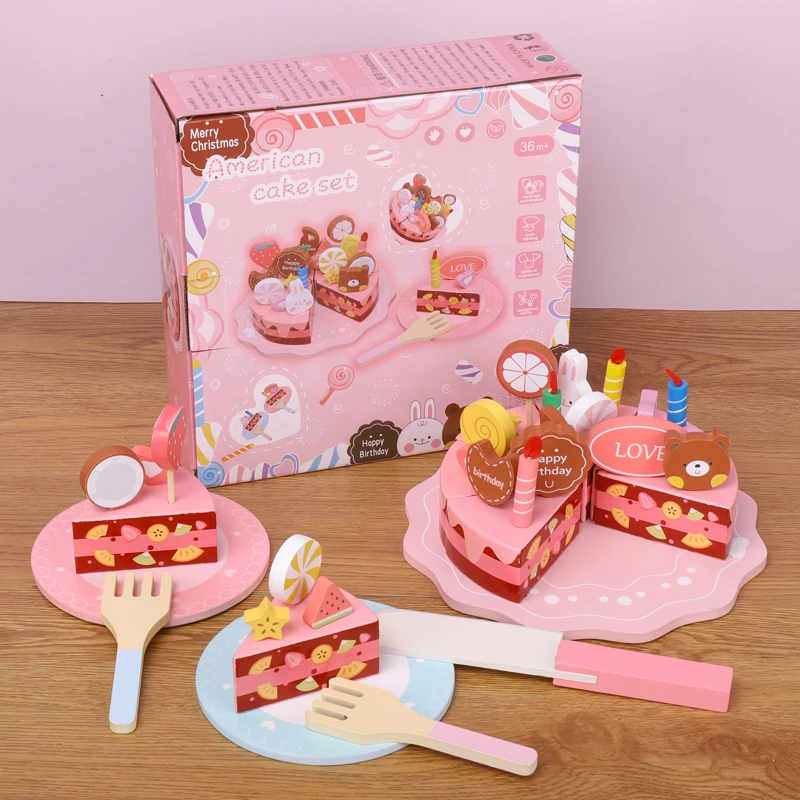 儿童仿真生日蛋糕美式粉色奶油甜点过家家游戏道具婴幼儿生日玩具