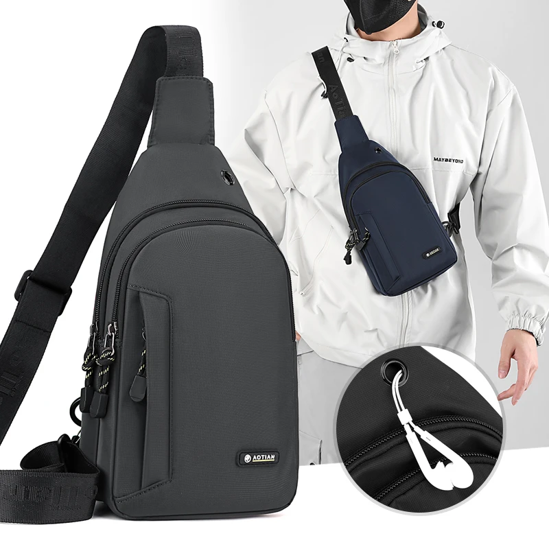 82057运动休闲单肩包男百搭胸包韩版潮流轻便腰包骑行斜挎包男