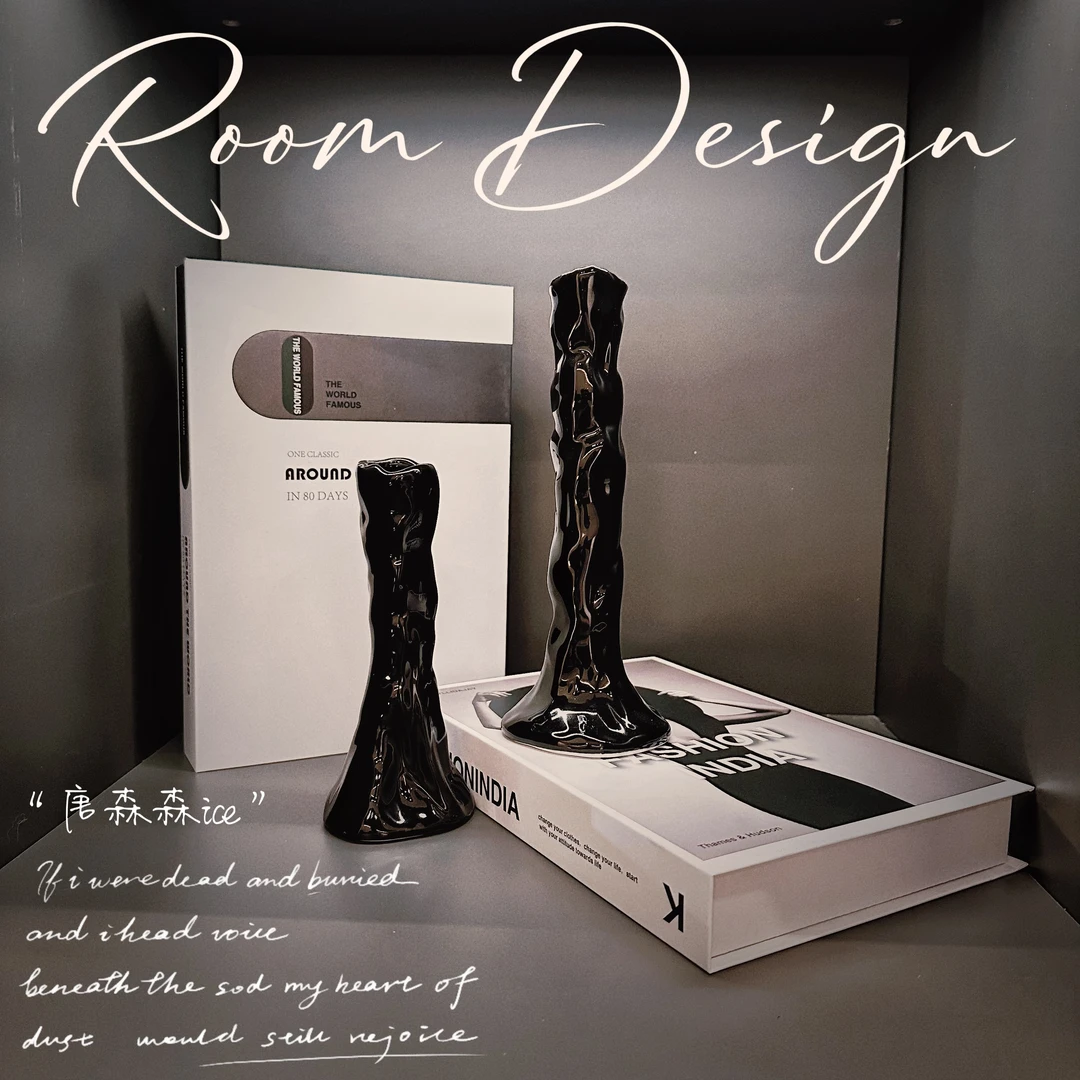 氛围感烛台陶瓷摆件创意家用桌面餐桌玄关餐边柜轻奢软装装饰品