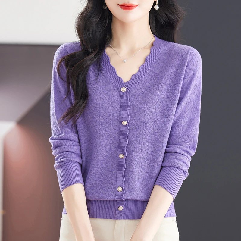 羊毛衫女宽松显瘦针织衫上衣2024秋冬新款洋气提花假开衫设计毛衣