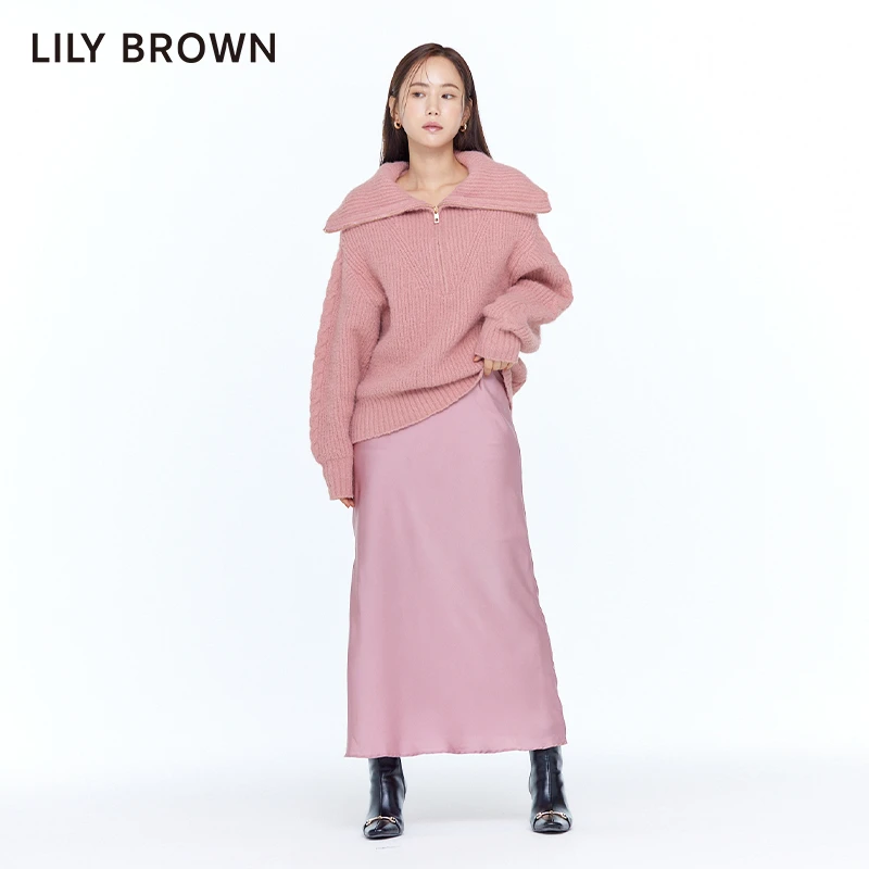 LILY BROWN2022秋冬新品 大翻领针织雪纺两件套连衣裙LWNO225106