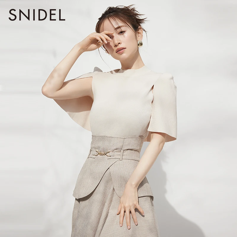 SNIDEL春夏日系圆领显瘦斗篷袖针织衫尤莱特SWNT232116