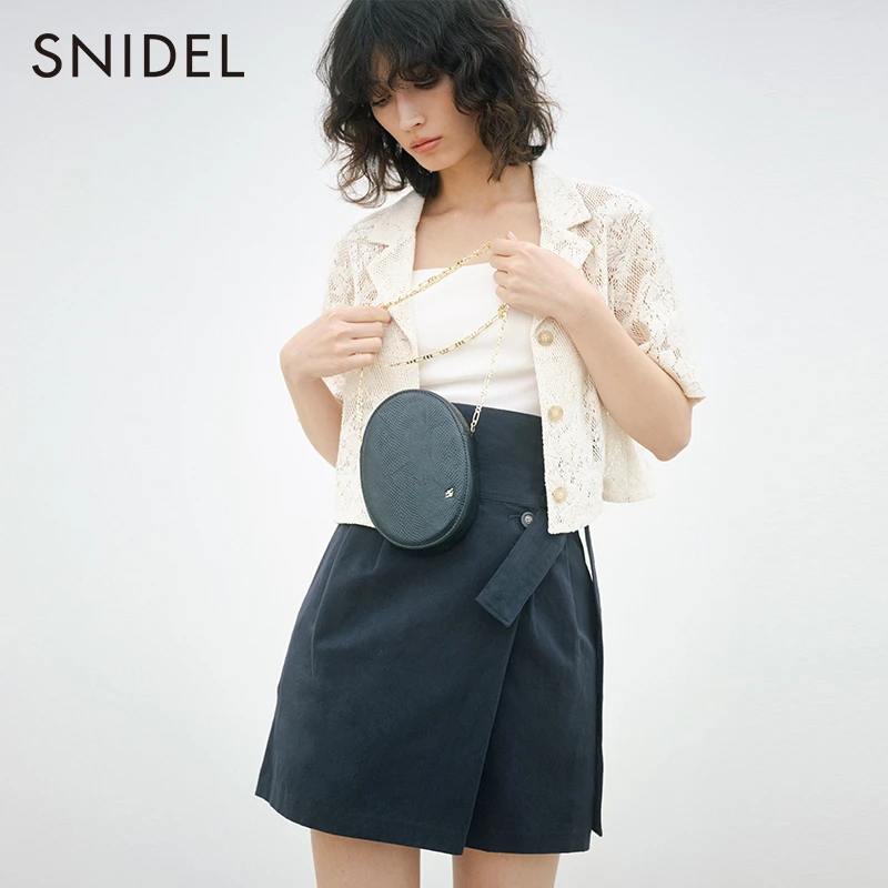 SNIDEL新品优雅休闲三粒扣短袖阔版短袖西装SWFB224024
