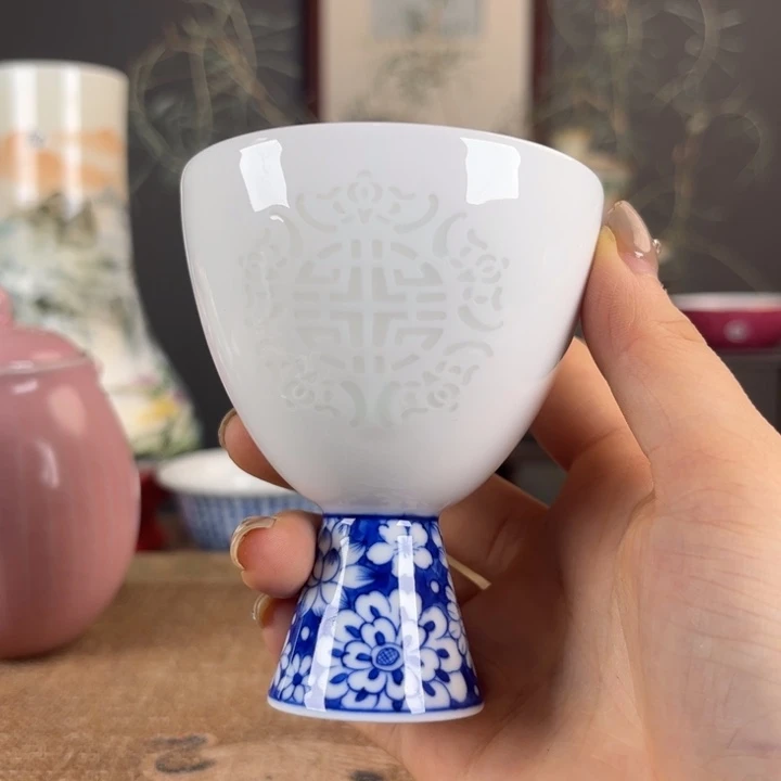 摆件景德镇陶瓷茶杯多人