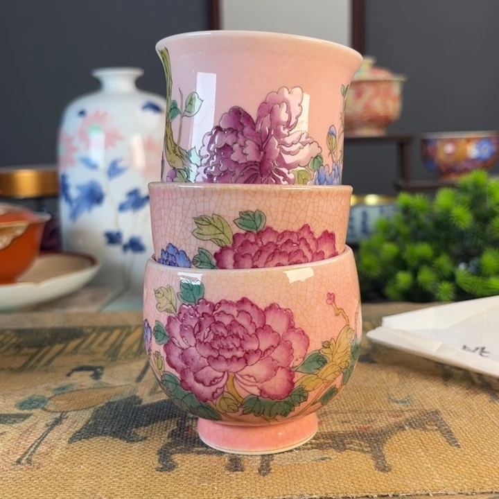 摆件景德镇陶瓷茶杯多人