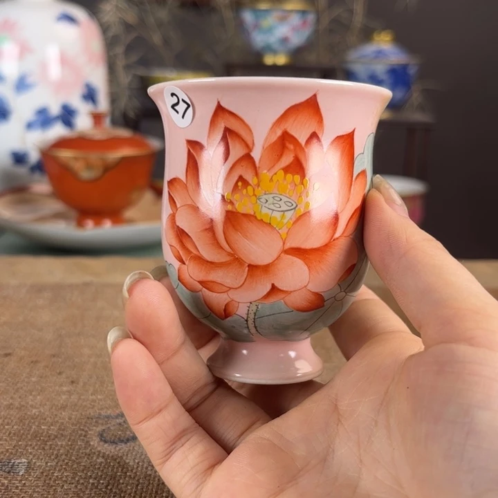 摆件景德镇陶瓷茶杯多人