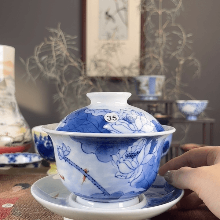 摆件景德镇陶瓷茶杯多人