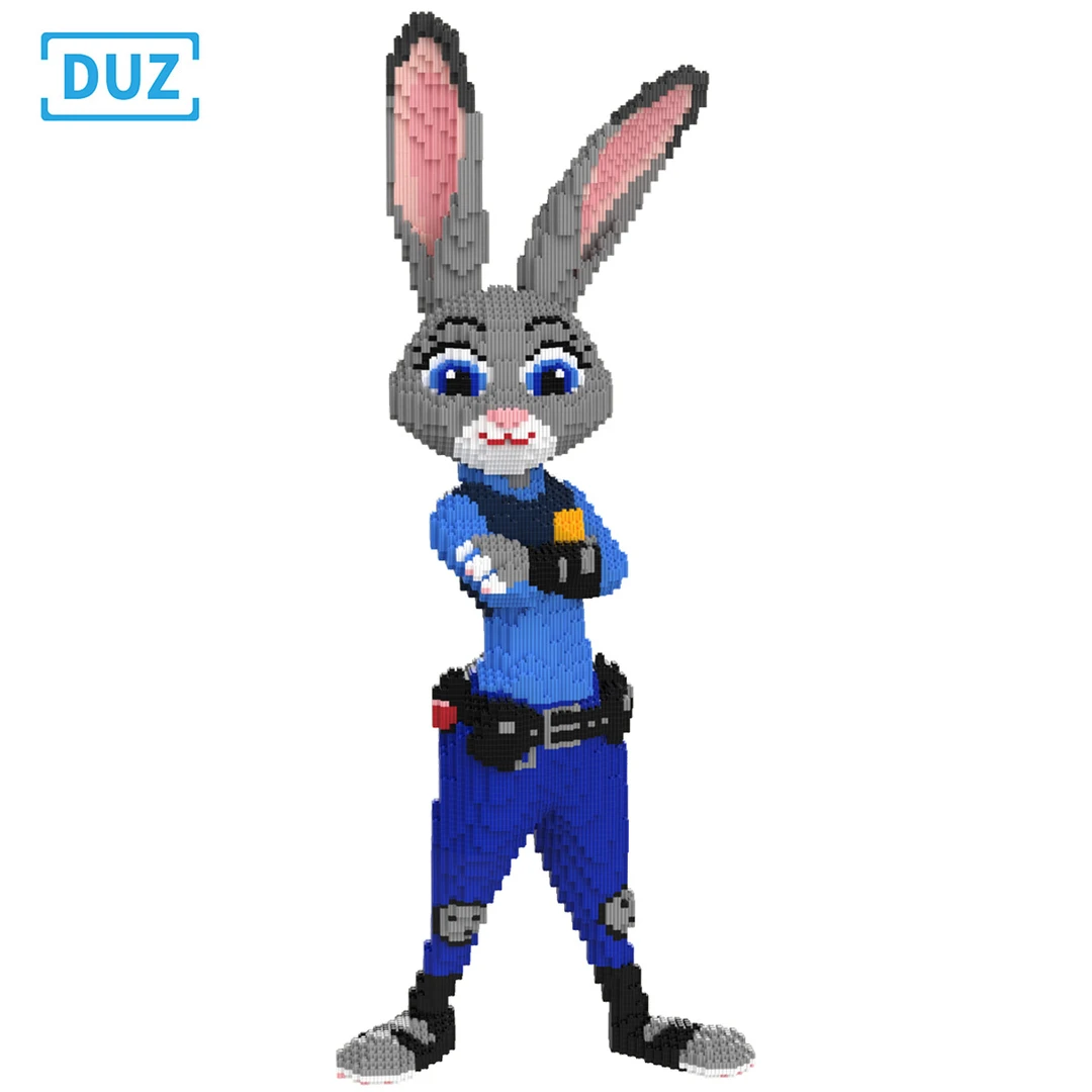 93CM巨大警察兔积木串联高难度拼接摆件成人儿童玩具礼物