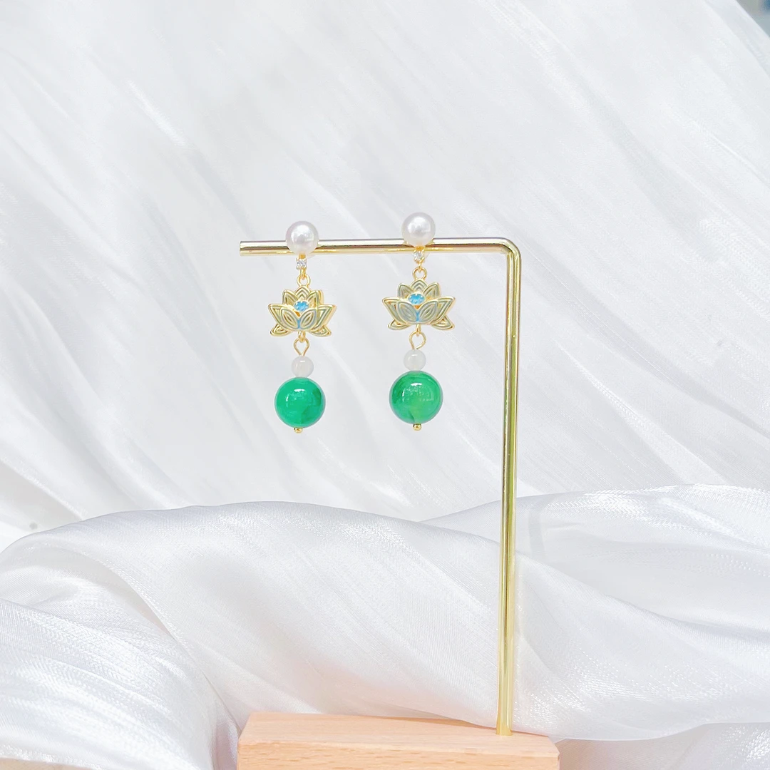 【5A级 S925银针镀18K金】7mm天然淡水珍珠耳饰玲珑之珠SJ135