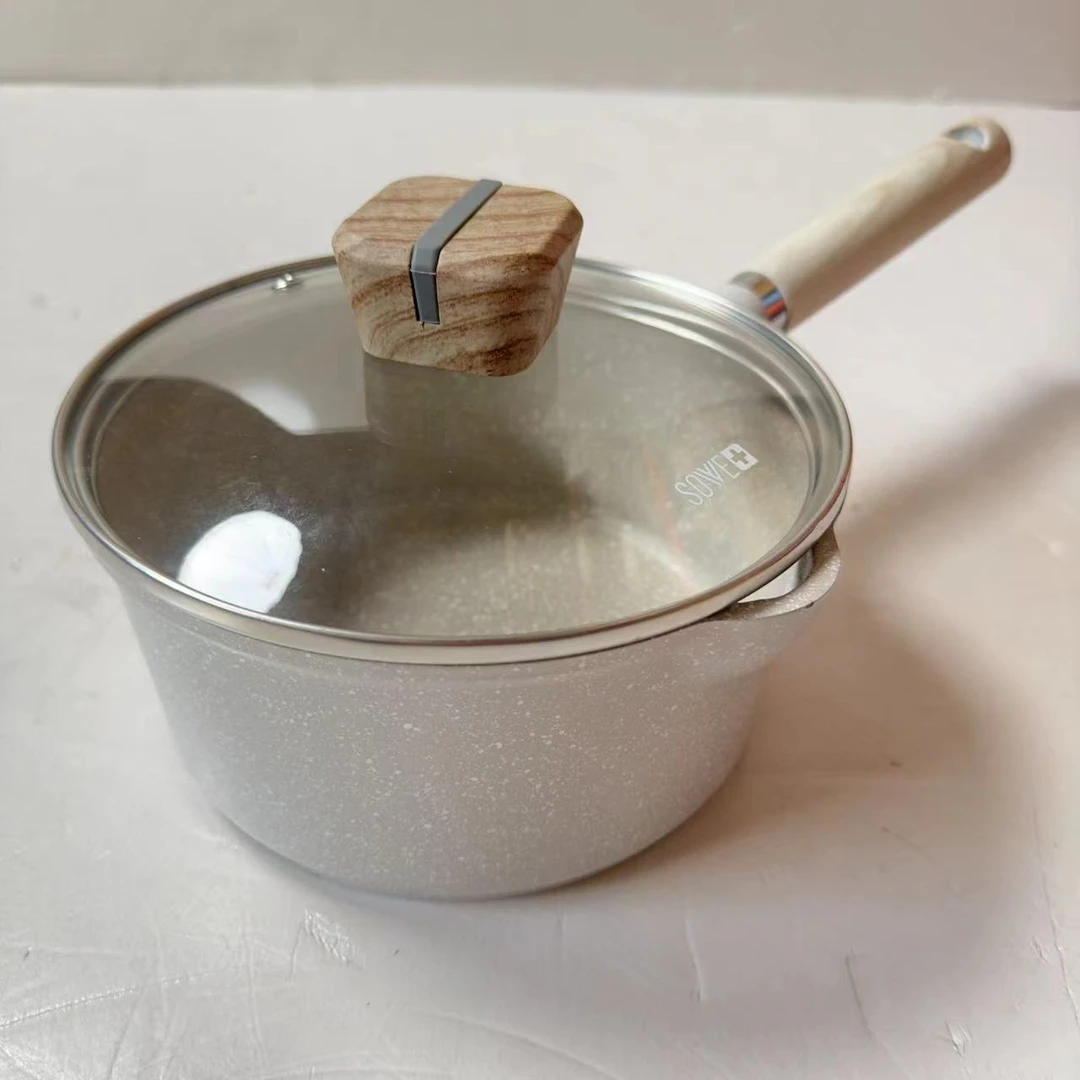 18cm白色麦饭石不粘奶锅辅食锅全灶通用微瑕介意勿拍（F19）