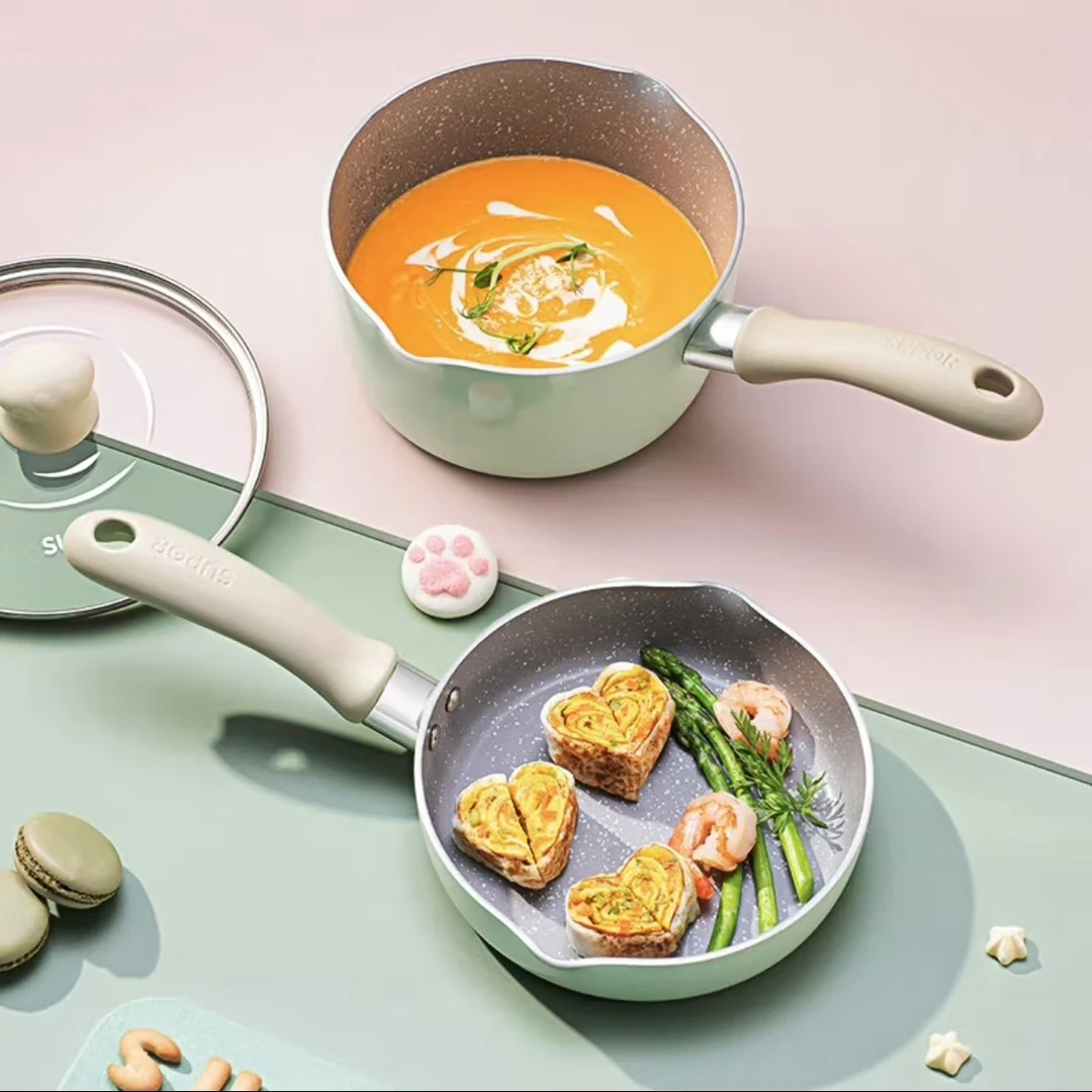 （微瑕）苏泊尔锅具套装 不粘煎锅奶锅两件套厨具TP1956E1-G（Q32）