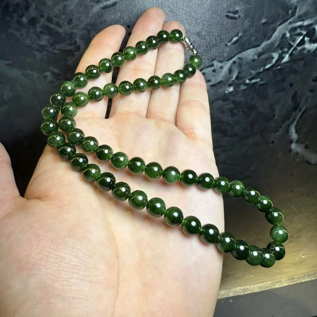 非金属玻璃项链 H006 深绿色玻璃8m项链