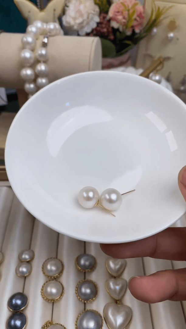 【闪购商品】淡水珍珠耳饰18K金镶嵌11-12