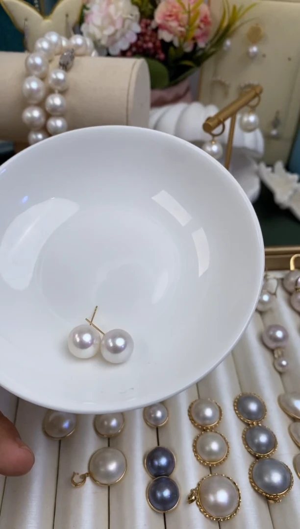 【闪购商品】淡水珍珠耳饰18K金镶嵌10-11