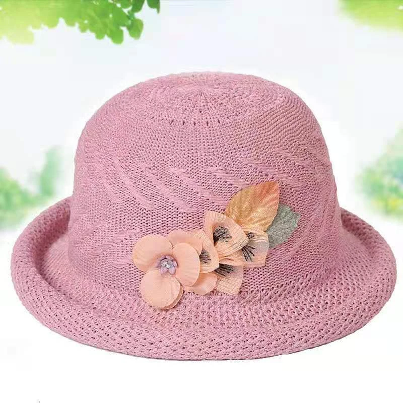 女士新款帽子气质高雅春秋女帽子洋气妈妈夏天出游防晒卷边小礼帽