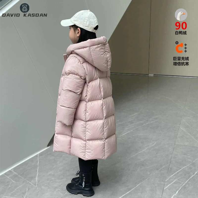 90白鸭绒儿童羽绒服中长款男女童加厚24新款冬季童装三防羽绒外套