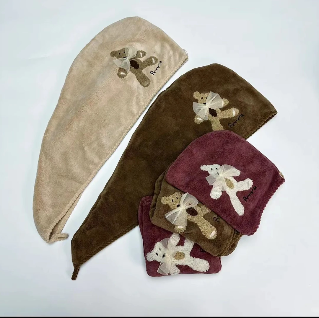 时尚高品质洗澡吸水加厚双层珊瑚绒干发帽