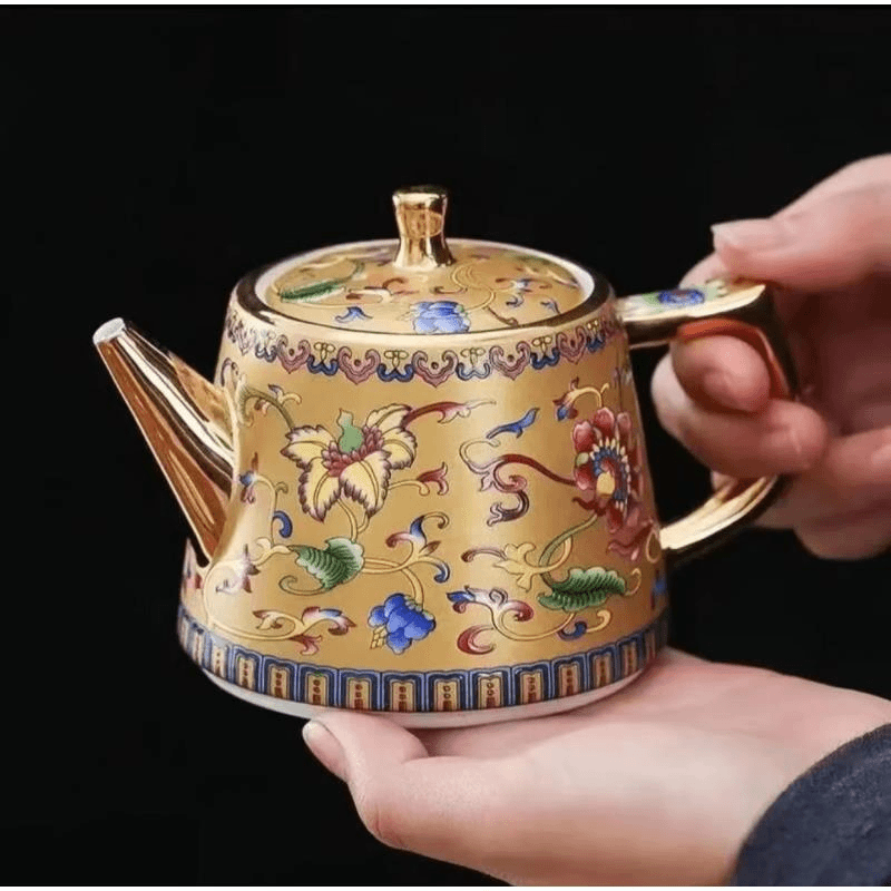珐琅彩功夫茶具国潮风陶瓷家用石瓢壶A3723