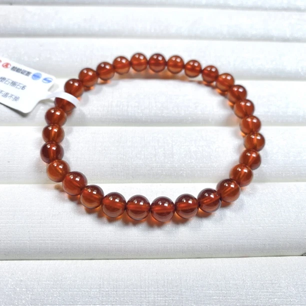 红橙石榴石单圈手串卡6mm（多样性发一）石榴石天然手串