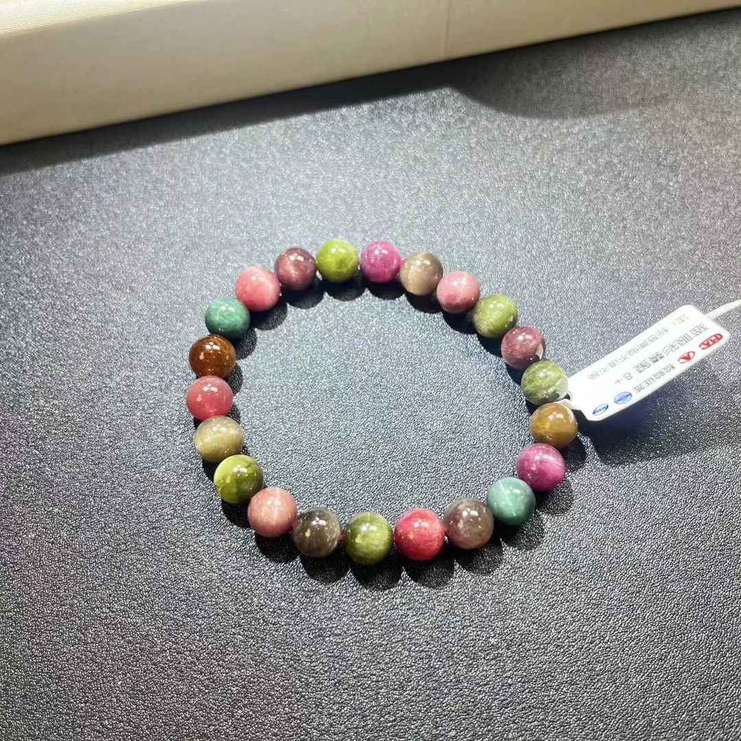 猫眼彩碧玺渐变单圈彩色手串时尚（多样性发一）