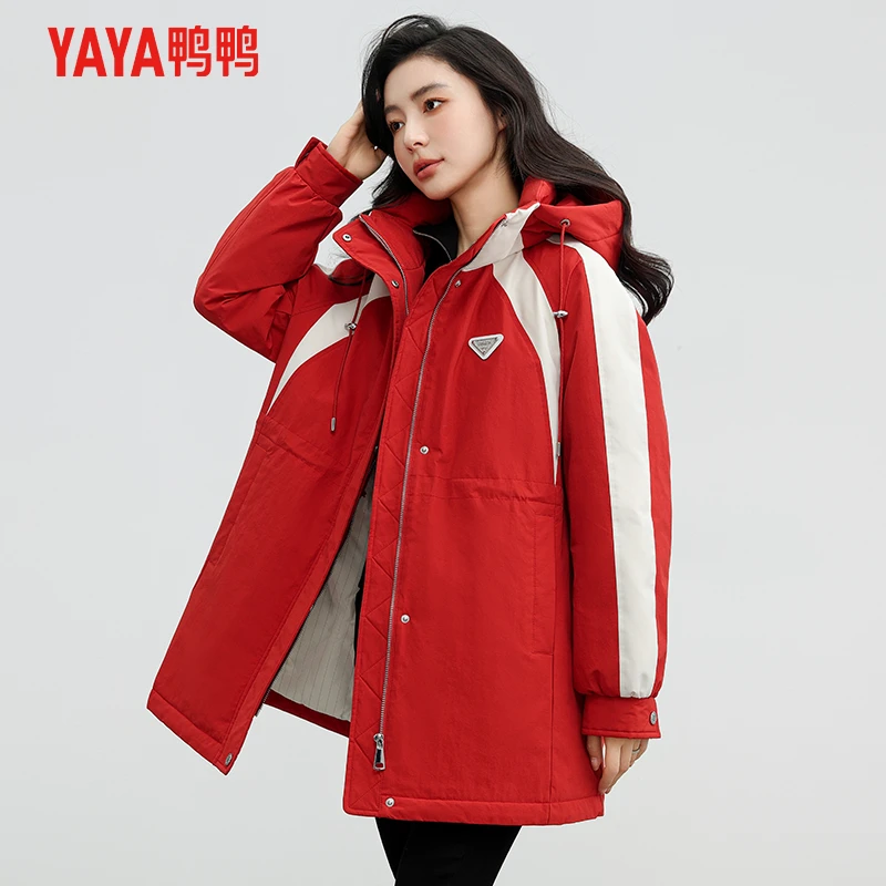 YAYA/鸭鸭女冬季新款时尚派克连帽外套女
