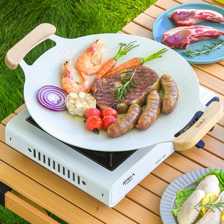 【原始人韩式烤盘】烤肉多功能麦饭石不粘锅方便户外烤盘野炊